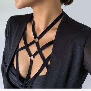 Strappy body harness caged bra waist bandage top